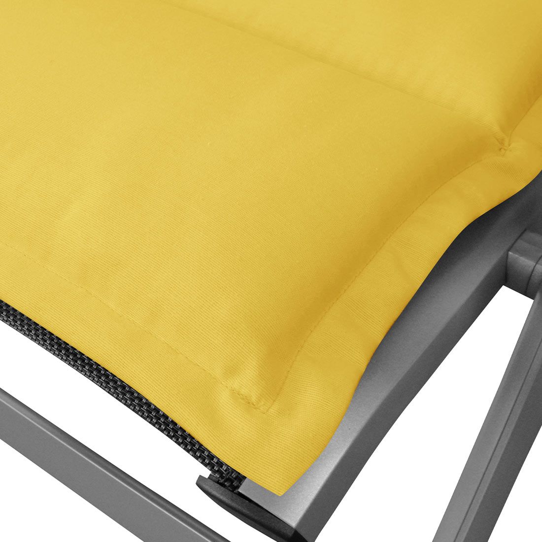 Høyrygg stolpute 50x120 cm blandingsstoff gul på terrasse