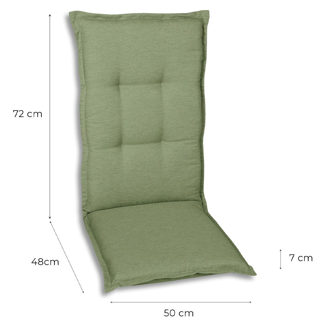 Høyrygg stolpute 50x120 cm grønn polyester - GO-DE nærbilde av stoff