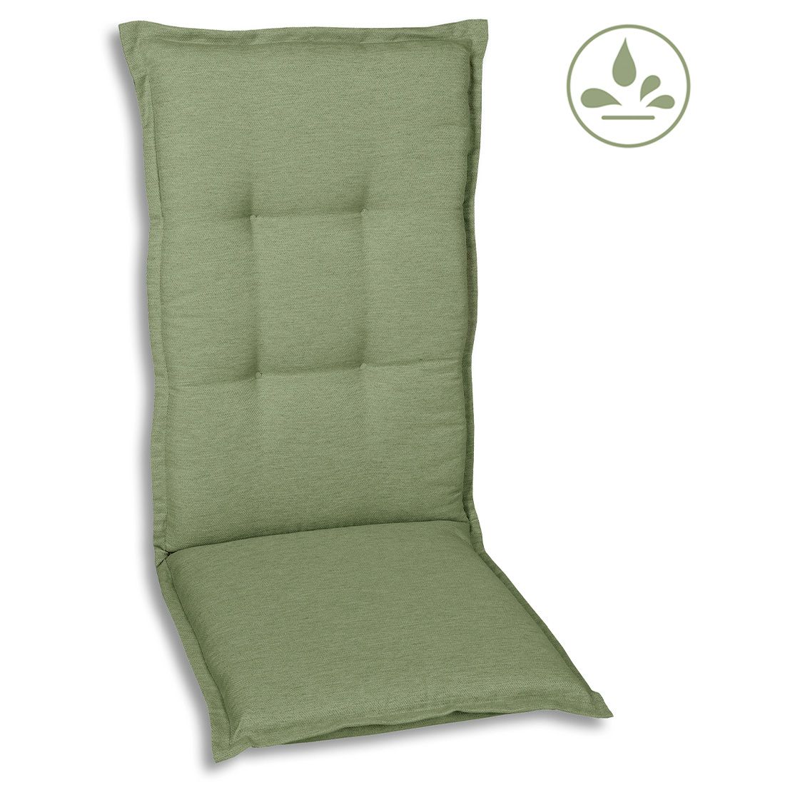 Høyrygg stolpute 50x120 cm grønn polyester - GO-DE sideprofil