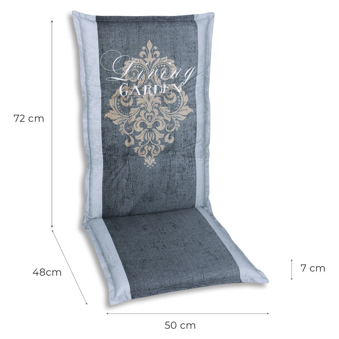 Høyrygg stolpute 50x120 cm polyester antrasitt - GO-DE bakside