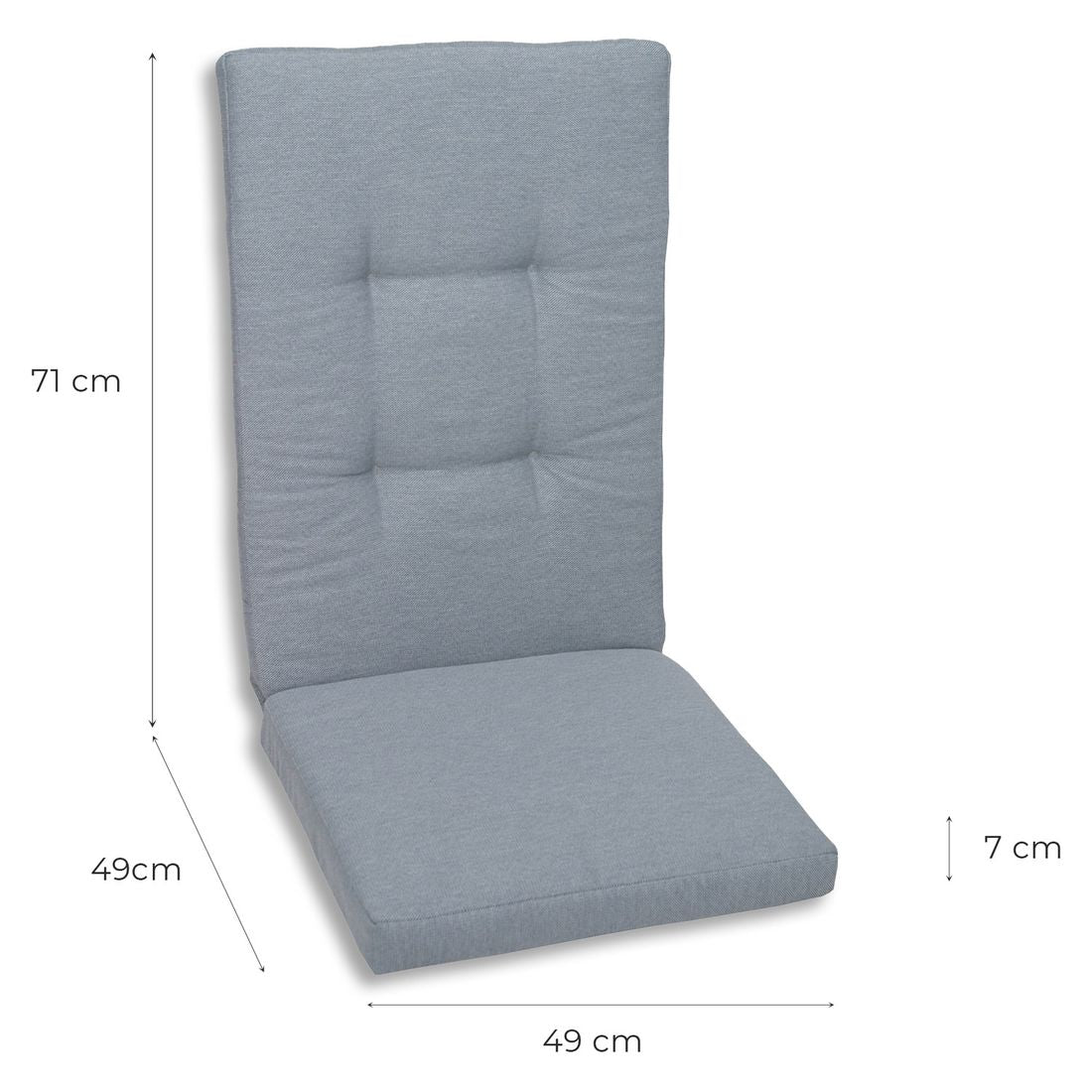 Høyrygg stolpute 50x120 cm polyester grå melert - GO-DE bakside
