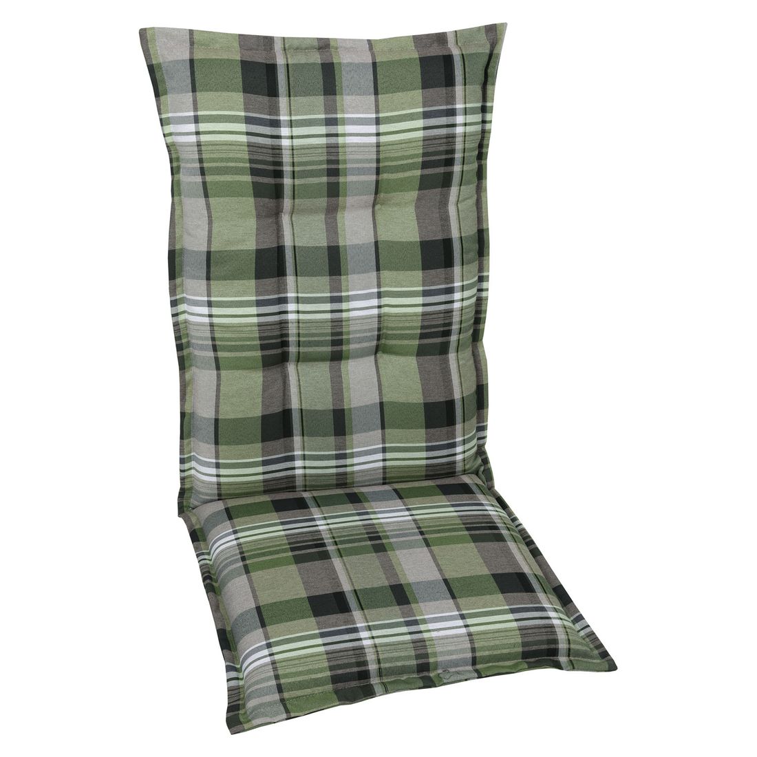 Høyrygg stolpute 50x120 cm polyester grønn rute forfra