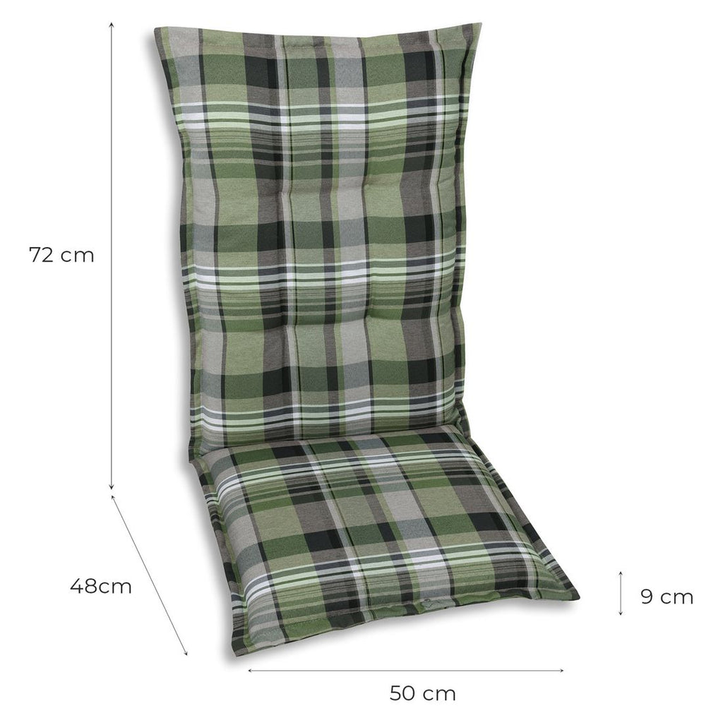 Høyrygg stolpute 50x120 cm polyester grønn rute bakside