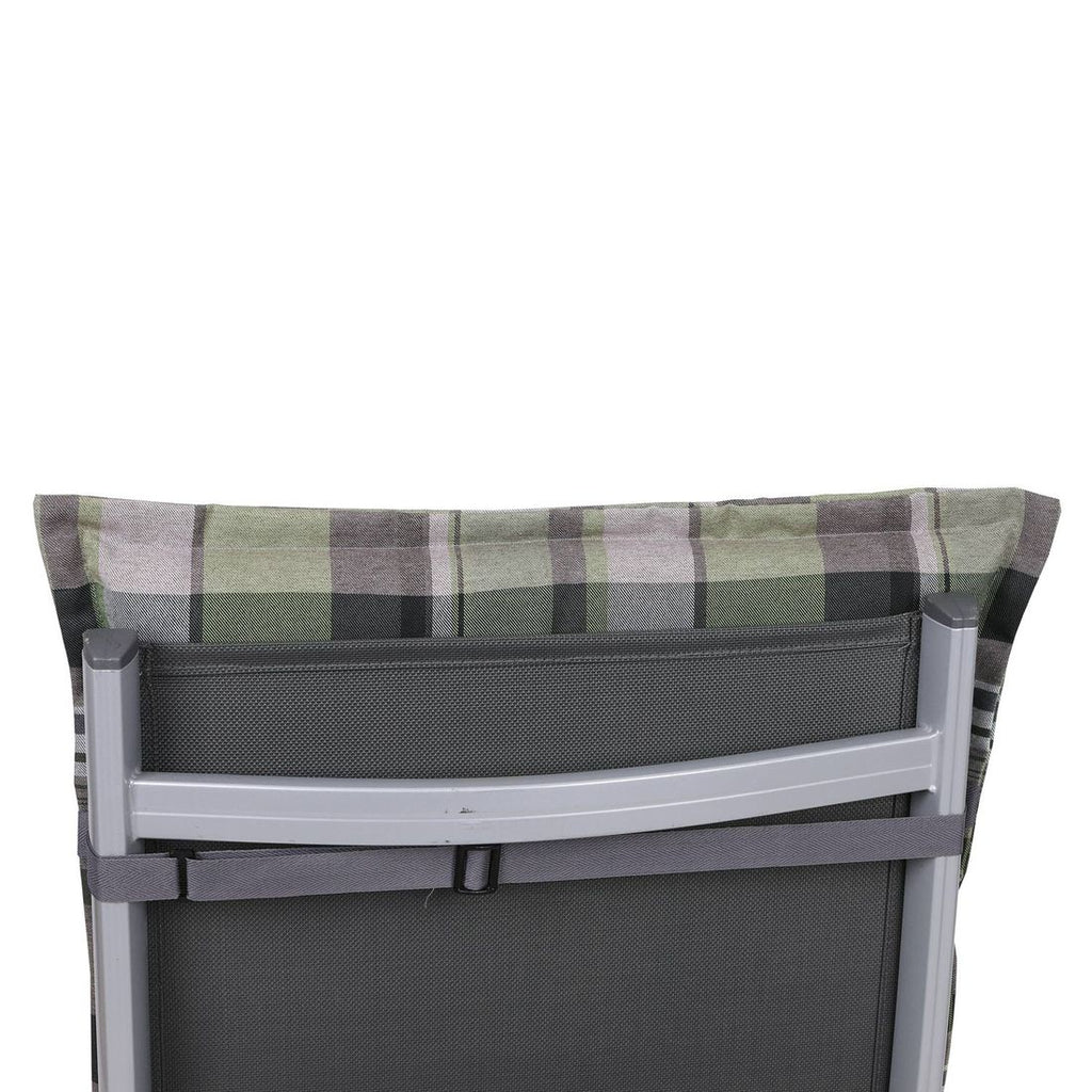 Detalj av stoff på Høyrygg stolpute 50x120 cm polyester grønn rute