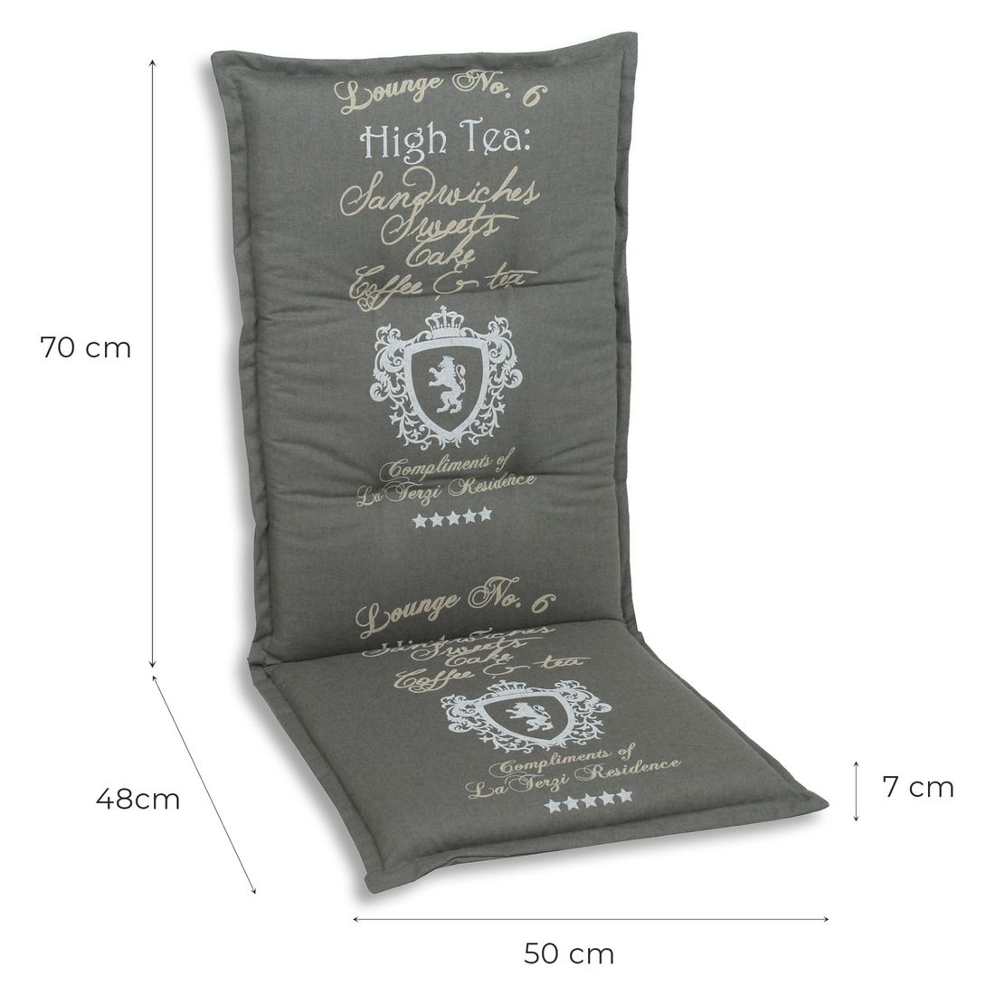 Høyrygg stolpute 50x120 cm grå blandingsstoff bakside