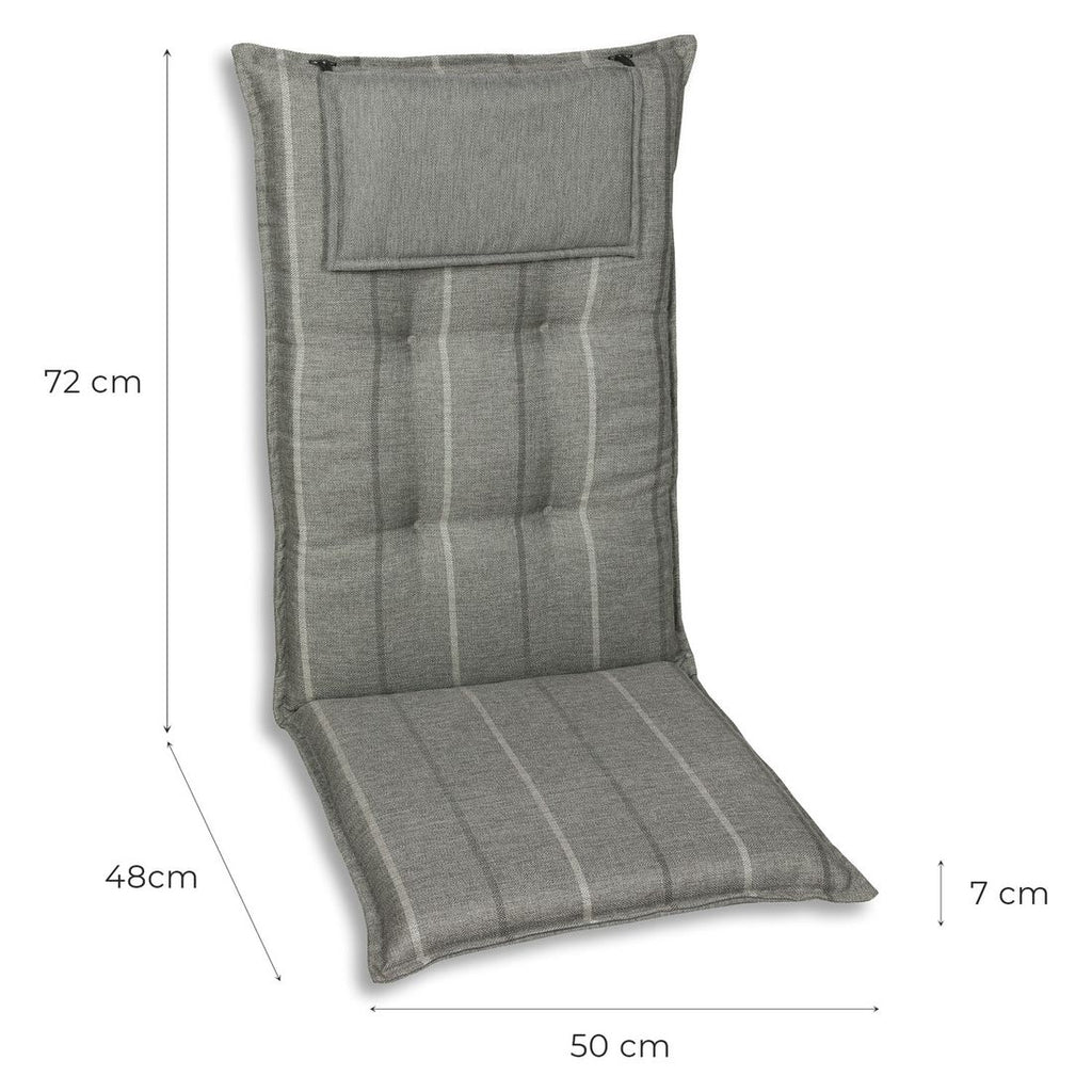 Montert Høyrygg stolpute 50x120 cm olefin grå utestoff på stol