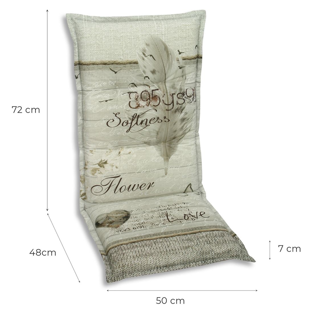 Høyrygg stolpute 50x120 cm beige blandingsstoff bakside