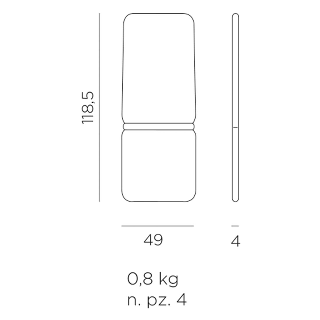 Høyrygg stolpute Darsena 49x118,5 cm olefin - Nardi bakside