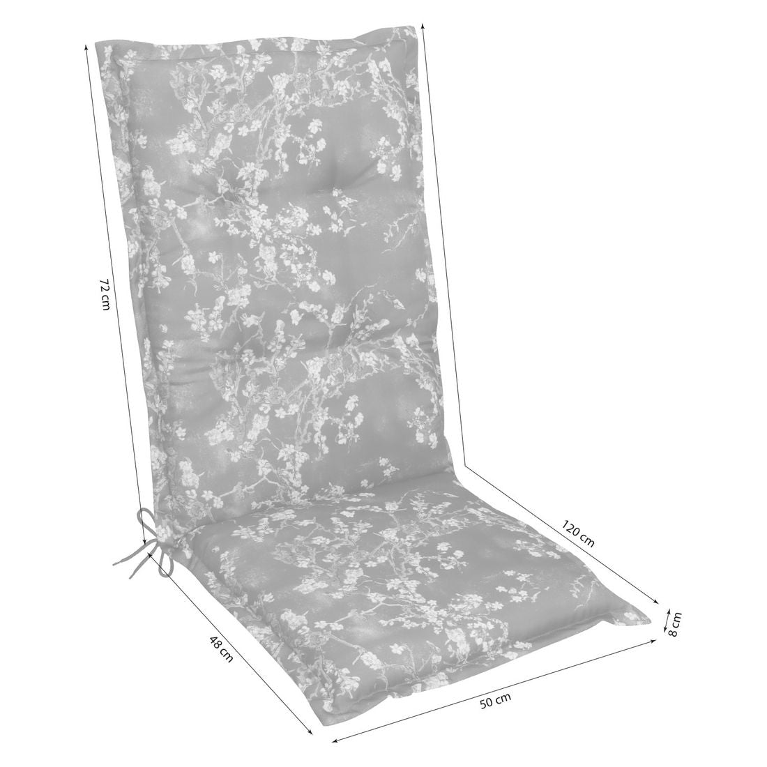 Høyrygg stolpute Florence 50x120 cm asurblå bakside