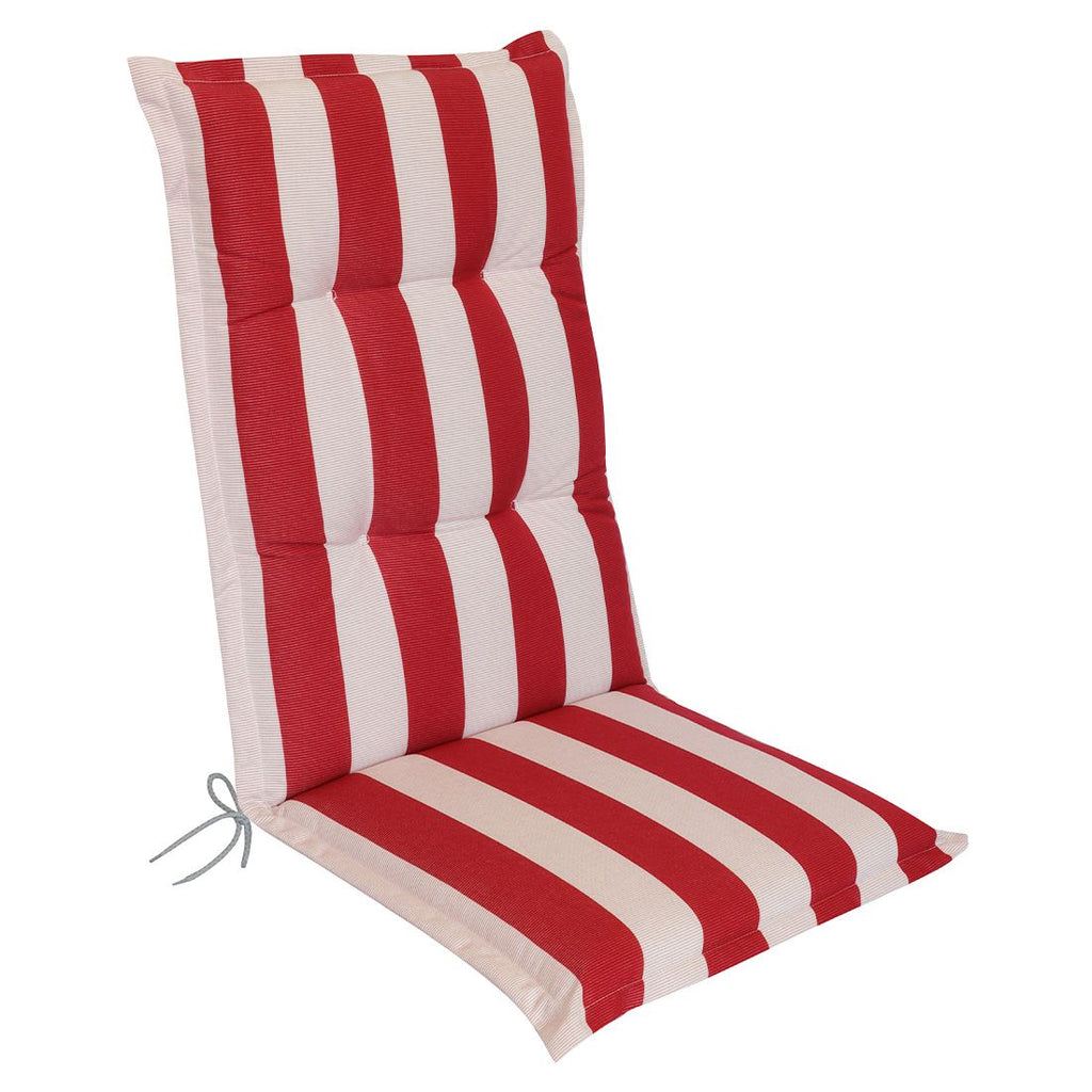 Høyrygg stolpute Florence akryl 50x120 cm rød-hvit stripet forfra