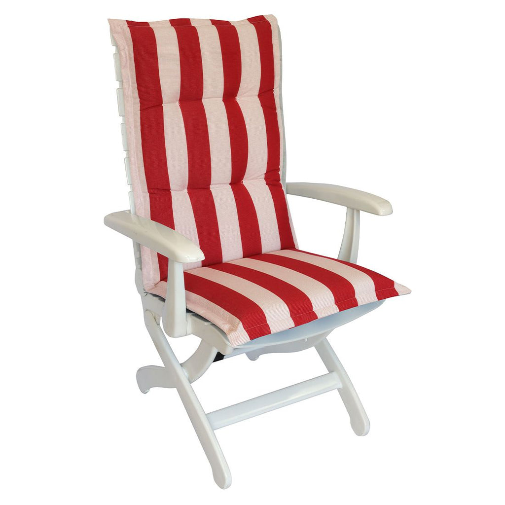 Høyrygg stolpute Florence akryl 50x120 cm rød-hvit stripet bakside