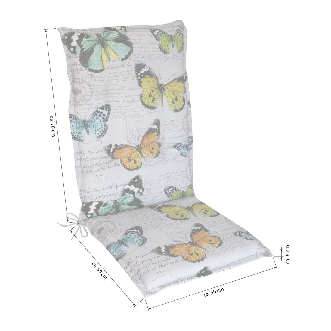Høyrygg stolpute Florence bomull 50x120 cm natur bakside