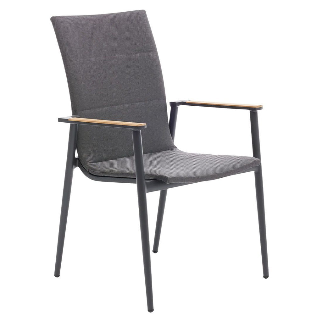 Høyrygget hagestol 7001 aluminium/textilen antrasitt forfra