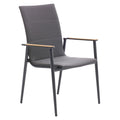 Høyrygget hagestol 7001 aluminium/textilen antrasitt forfra
