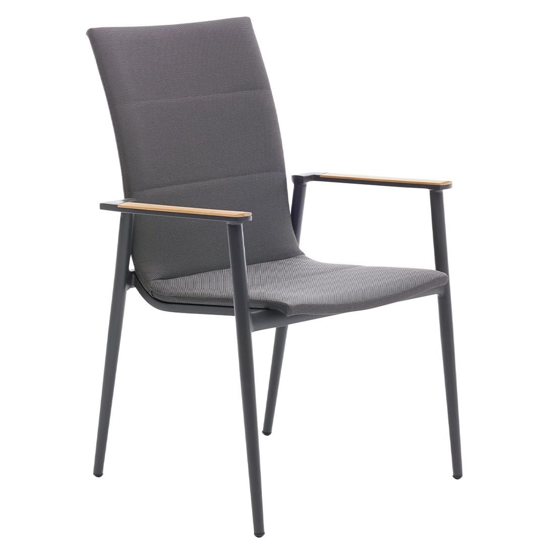 Høyrygget hagestol 7001 aluminium/textilen antrasitt forfra
