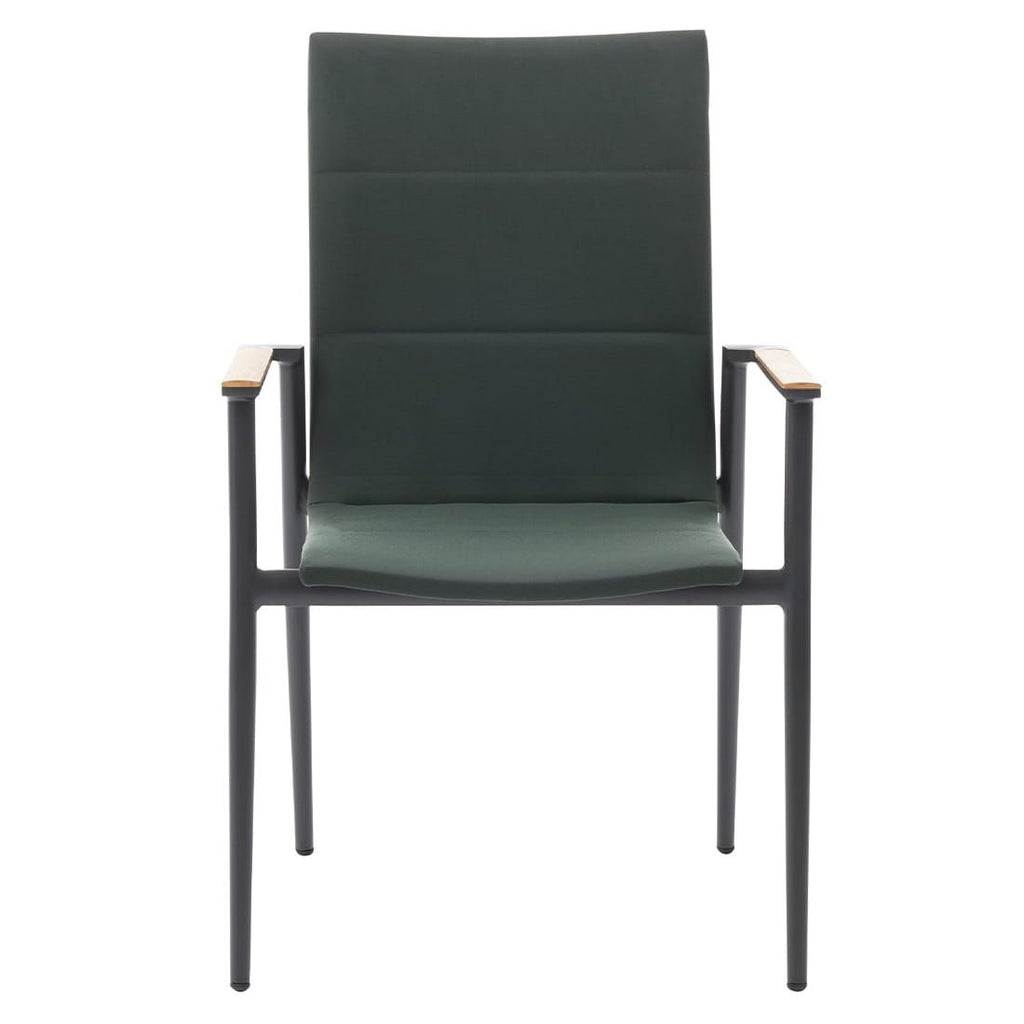 Høyrygget hagestol 7001 aluminium/textilen antrasitt/grønn bakside