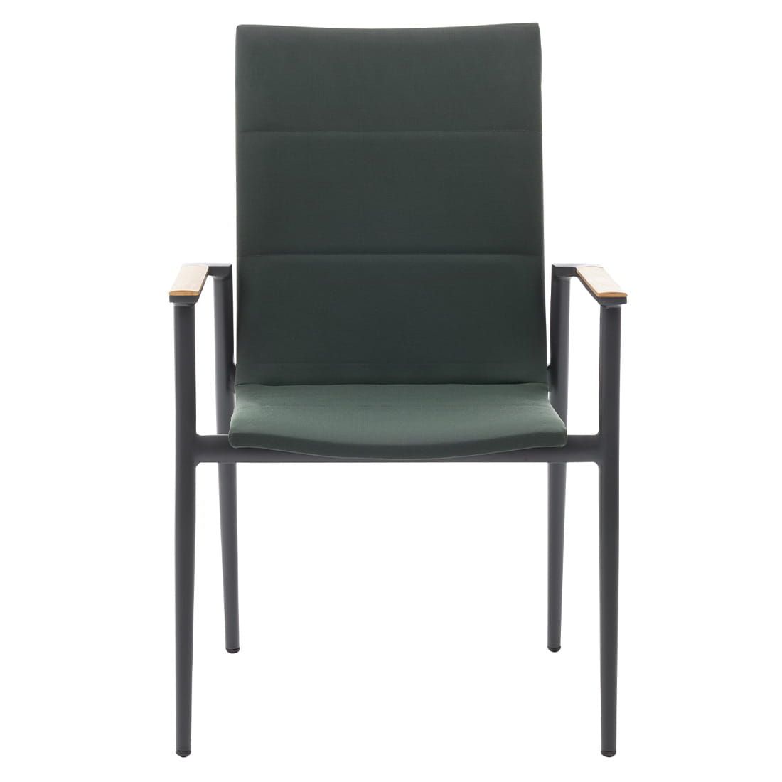 Høyrygget hagestol 7001 aluminium/textilen antrasitt/grønn bakside