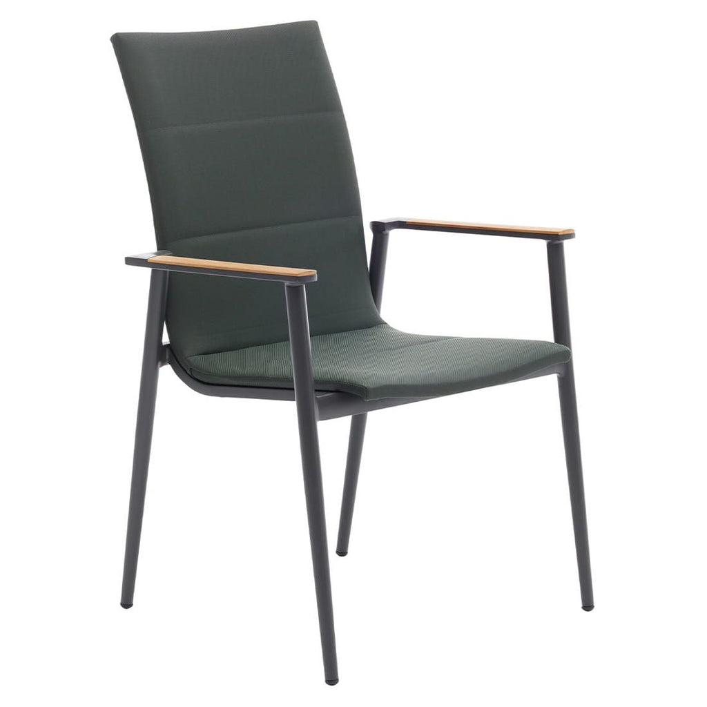 Høyrygget hagestol 7001 aluminium/textilen antrasitt/grønn forfra