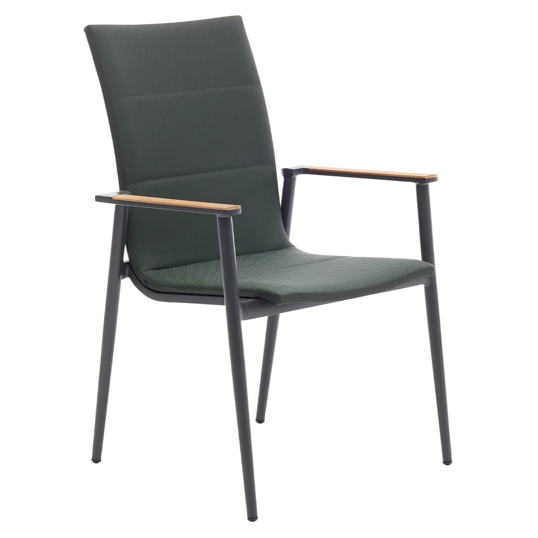 Høyrygget hagestol 7001 aluminium/textilen antrasitt/grønn forfra