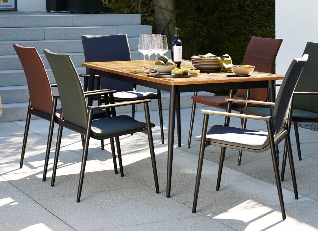 Høyrygget hagestol 7001 aluminium/textilen antrasitt/grønn stabelt