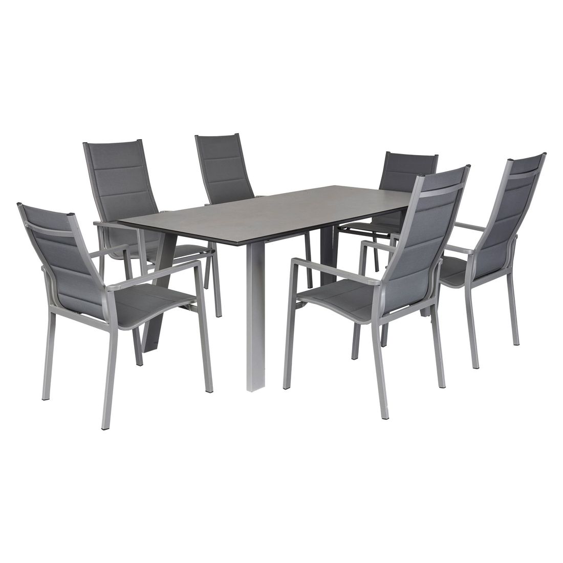 Høyrygget stabelstol Unicamo aluminium/textilen 57x72 cm stabelbar design
