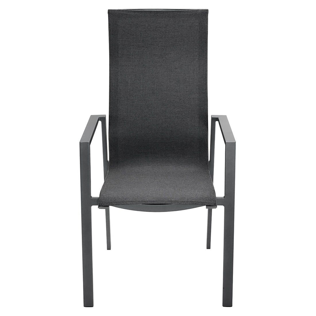 Høyrygget stabelstol ute Mia aluminium/textilen 58x71 cm bakside