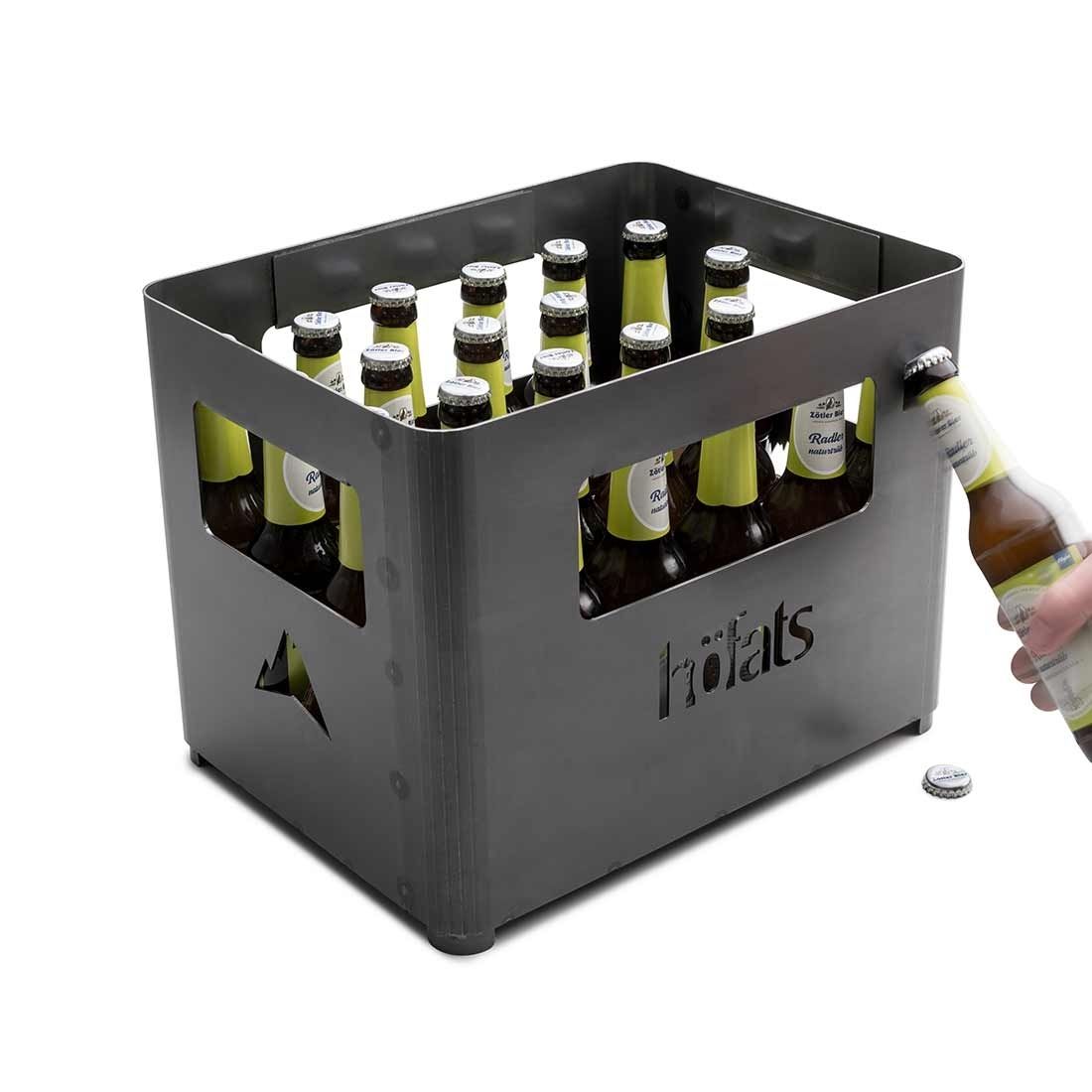 Ildkurv BEER BOX cortenstål 38x28 cm - höfats bakside