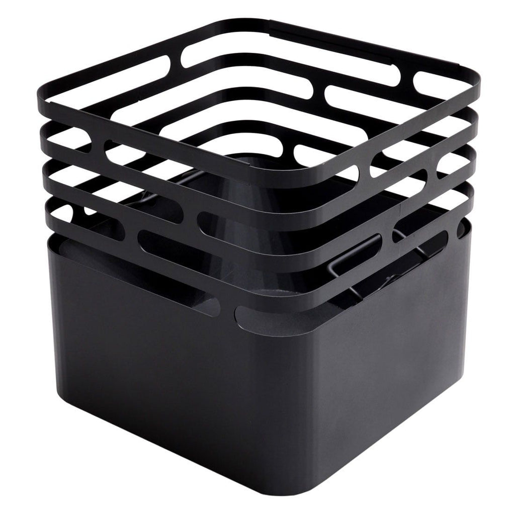 Bakside av Ildkurv CUBE rustfritt stål 43x43 cm
