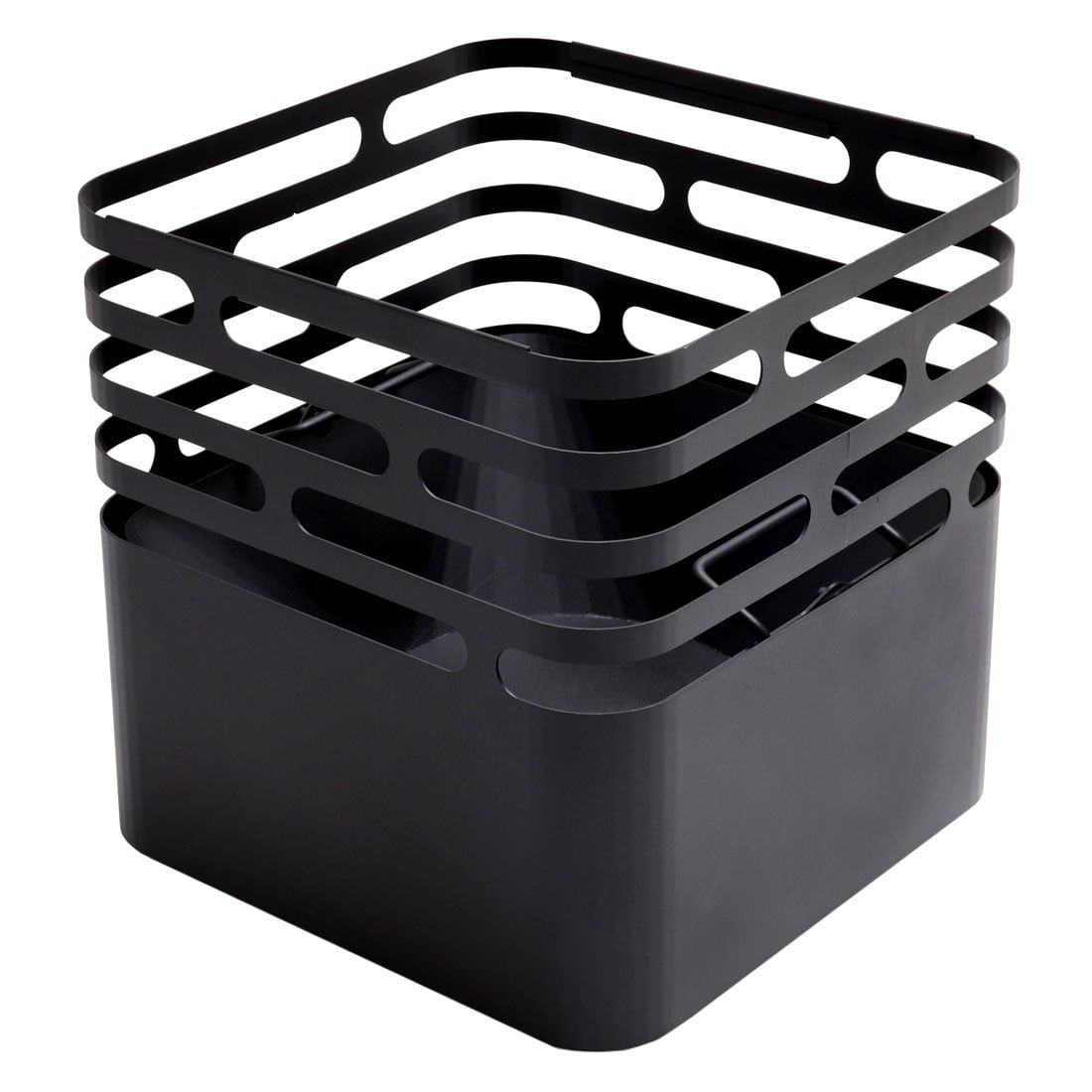 Bakside av Ildkurv CUBE rustfritt stål 43x43 cm