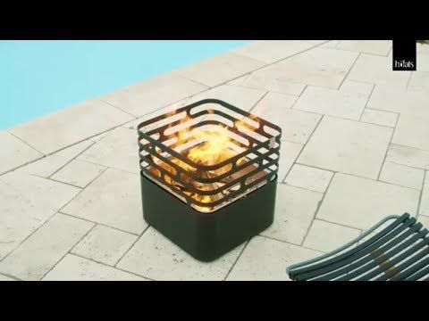 Ildkurv CUBE rustfritt stål 43x43 cm forfra