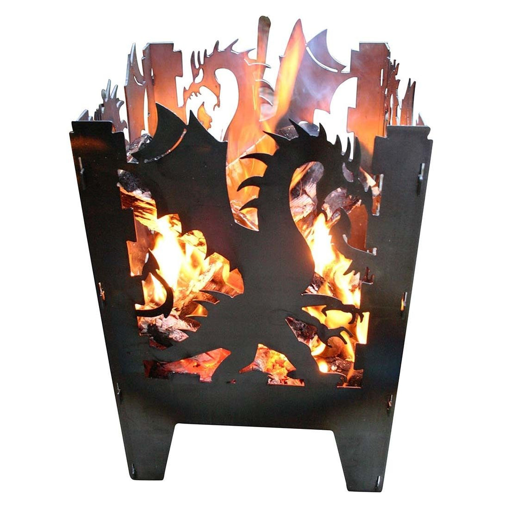 Ildkurv Drache 35,5x37 cm råstål 75 cm høy forfra
