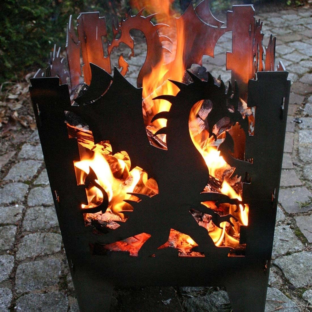 Nærbilde av råstål på Ildkurv Drache 30,5x32x47 cm