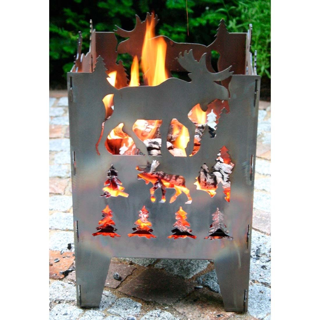 Ildkurv Elch råstål 30,5x32x47 cm nærbilde av materiale