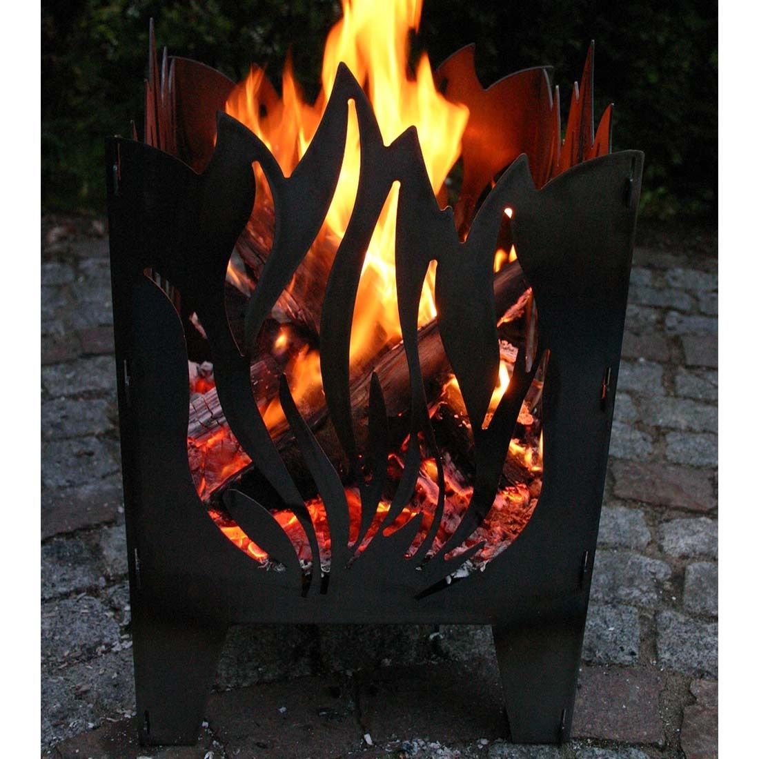 Nærbilde av Flamme råstål ildkurv 30,5x32x47 cm