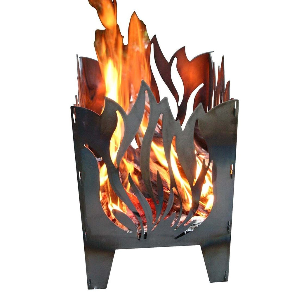 Ildkurv Flamme råstål 35,5x37x75 cm forside