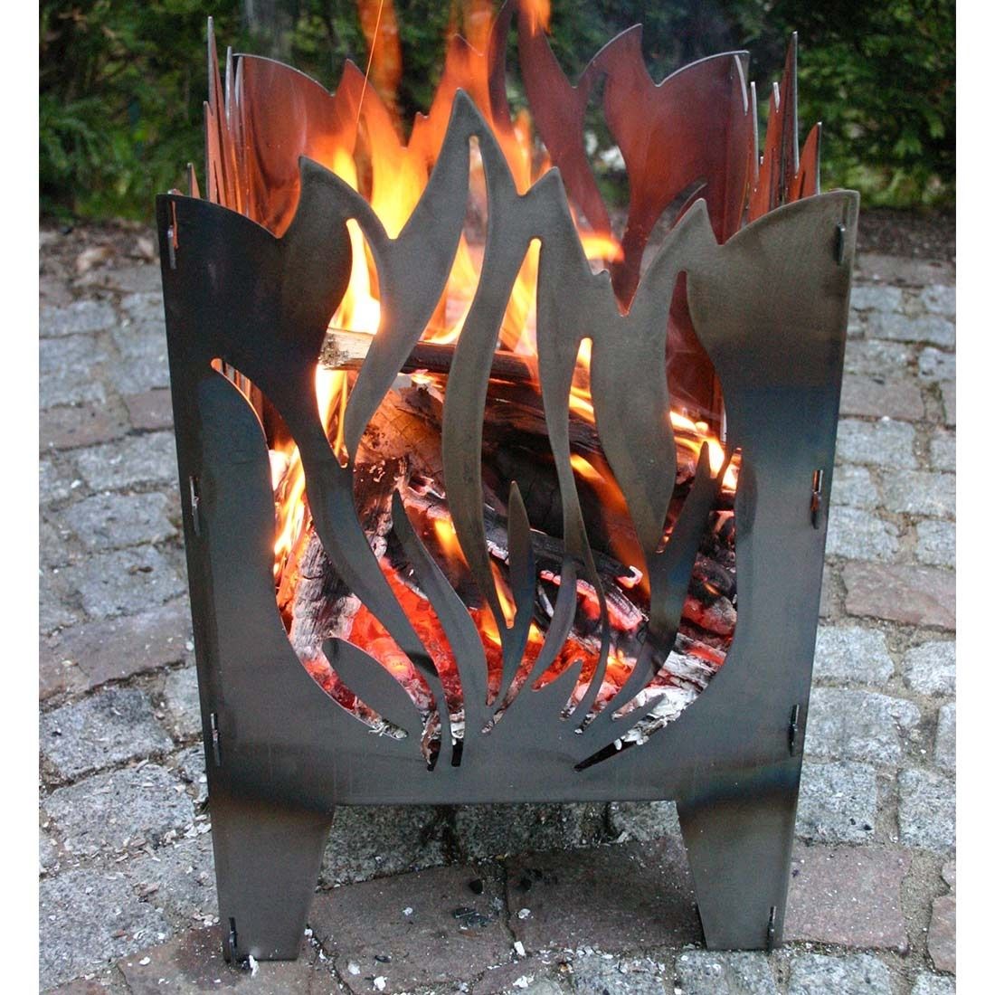 Ildkurv Flamme råstål 35,5x37x75 cm detalj