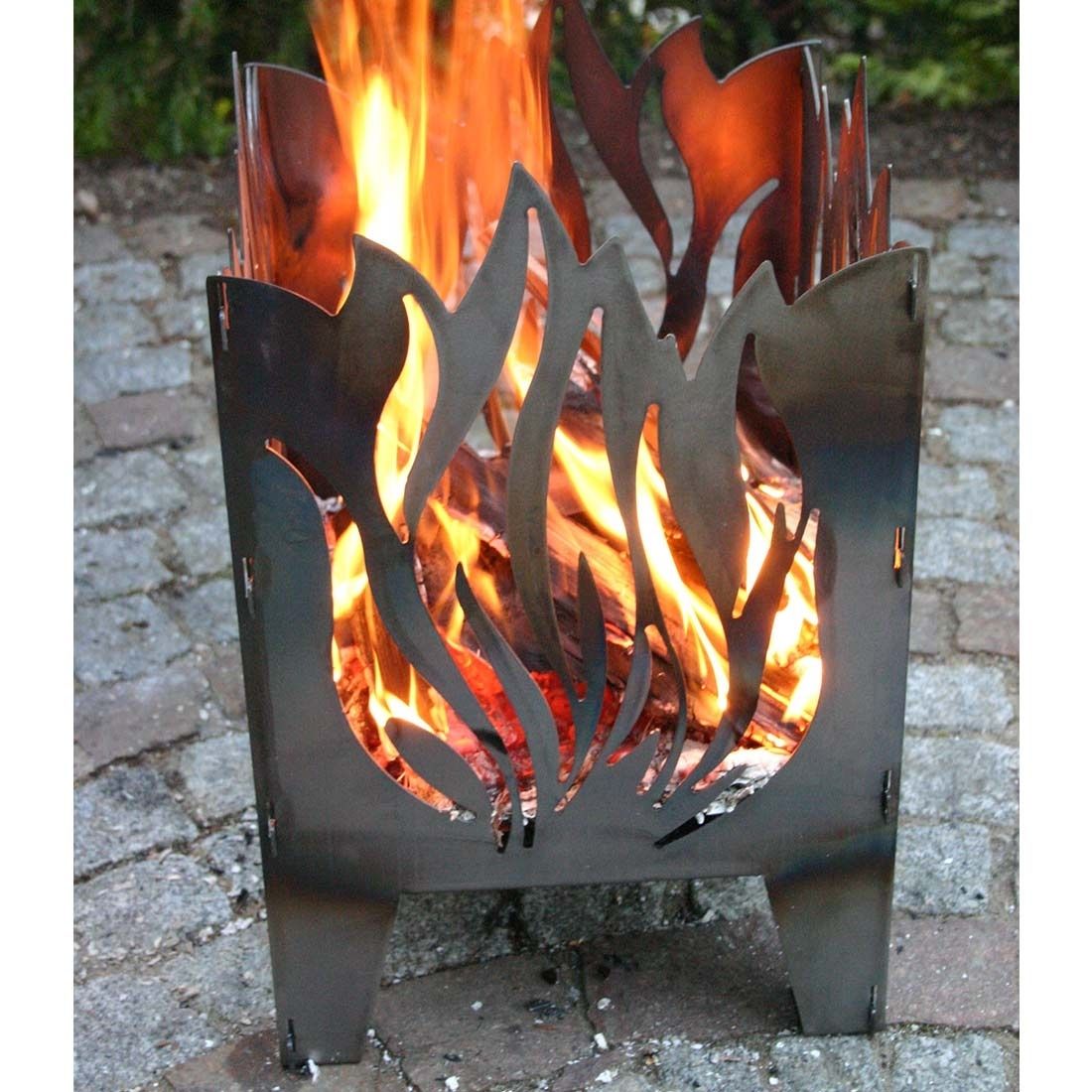 Ildkurv Flamme råstål 35,5x37x75 cm montert