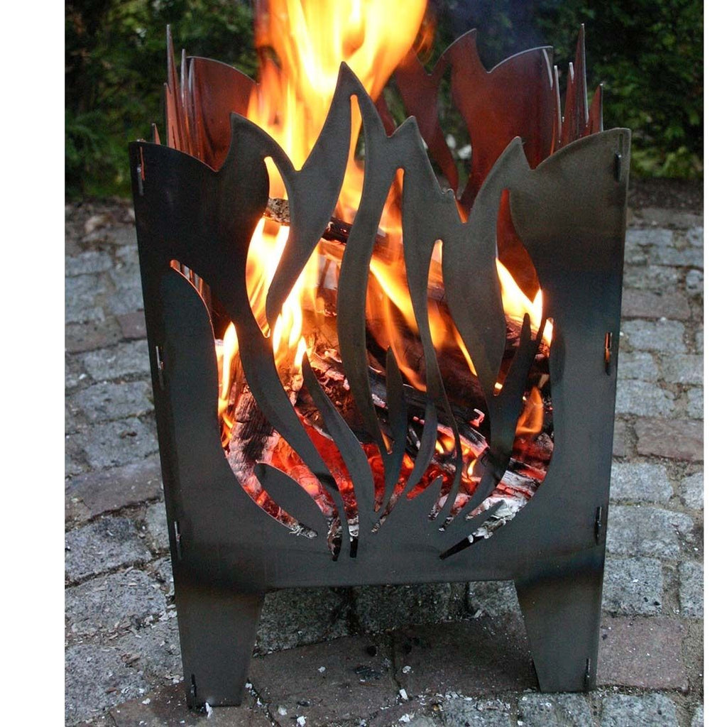 Ildkurv Flamme råstål 35,5x37x75 cm side
