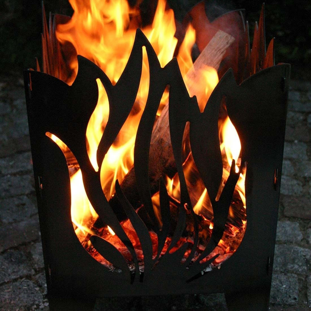 Ildkurv Flamme råstål 35,5x37x75 cm helhet