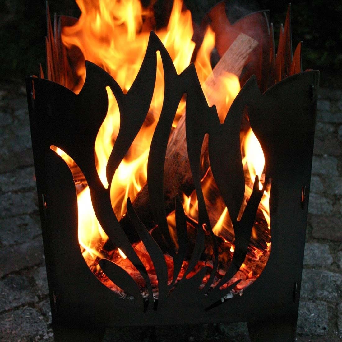 Ildkurv Flamme råstål 35,5x37x75 cm helhet