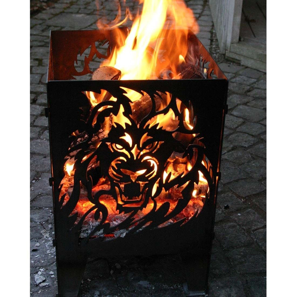 Nærbilde av Ildkurv Löwe 30,5x32 cm råstål 47 cm høy materiale