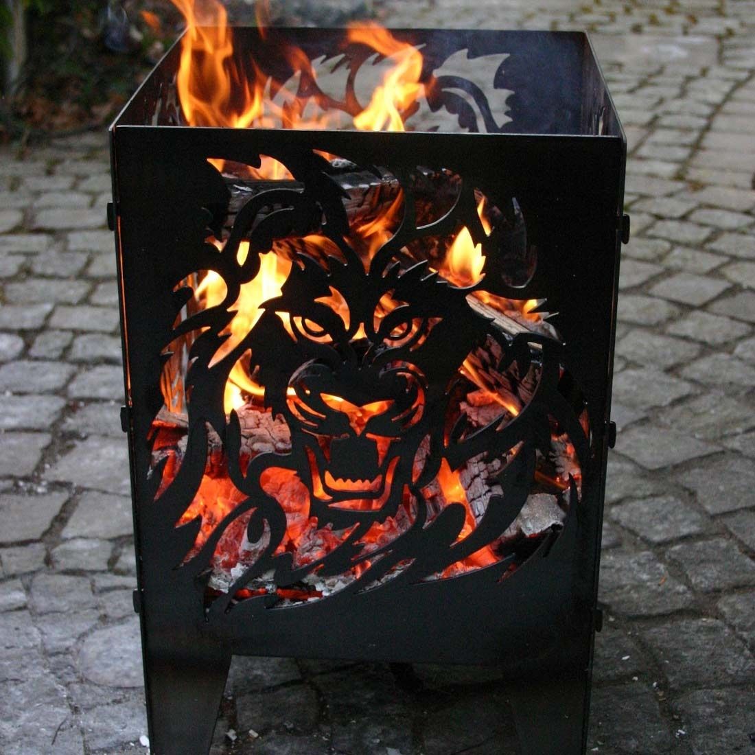 Ildkurv Löwe råstål 35,5x37x75 cm bakside