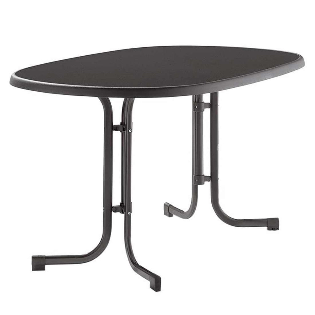 Klappbord ute Boulevard stål/HPL 140x90 cm jerngrå fra Sieger vist forfra