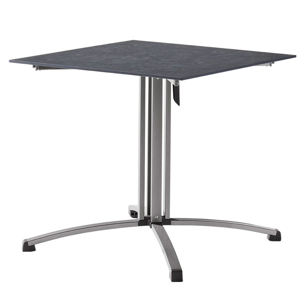 Klappbord ute stål HPL 80x80 cm grafitt antrasitt Sieger forfra