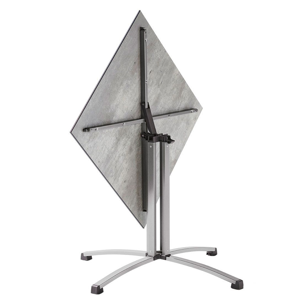 Klappbord ute stål HPL 80x80 cm grafitt lys betong bakside