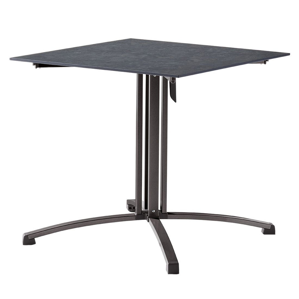 Klappbord ute stål HPL 80x80 cm jerngrå antrasitt forfra