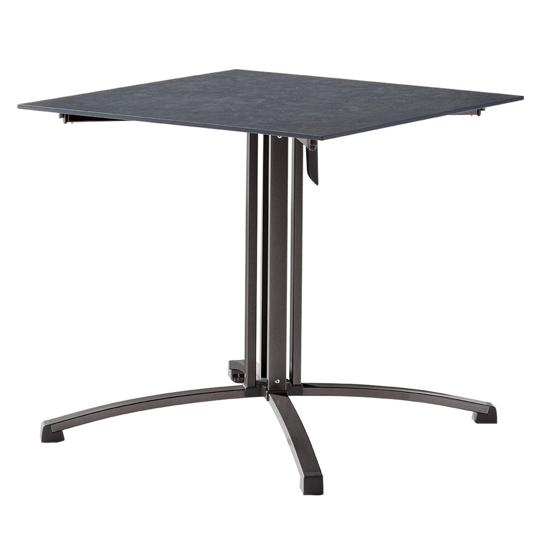 Klappbord ute stål HPL 80x80 cm jerngrå antrasitt forfra