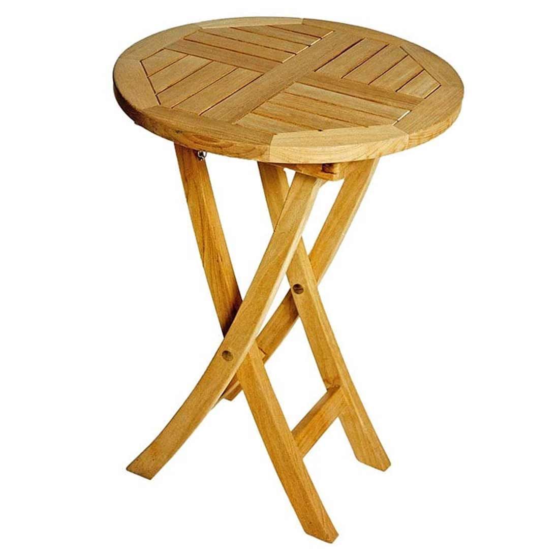 Klappbord ute Poker Ø50 cm teak med rustfritt stål fra Zebra, forfra