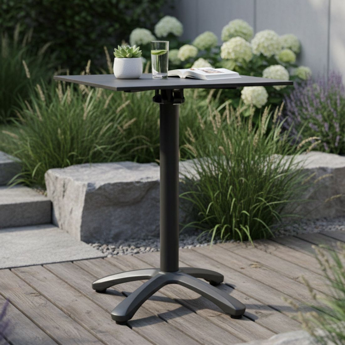 Klappbord ute Aurea 60x50 cm aluminium HPL antrasitt bakside