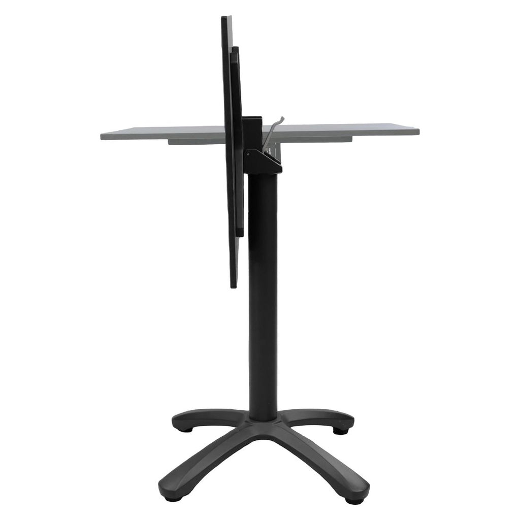 Klappbord ute Aurea 60x50 cm aluminium HPL antrasitt montert på terrasse